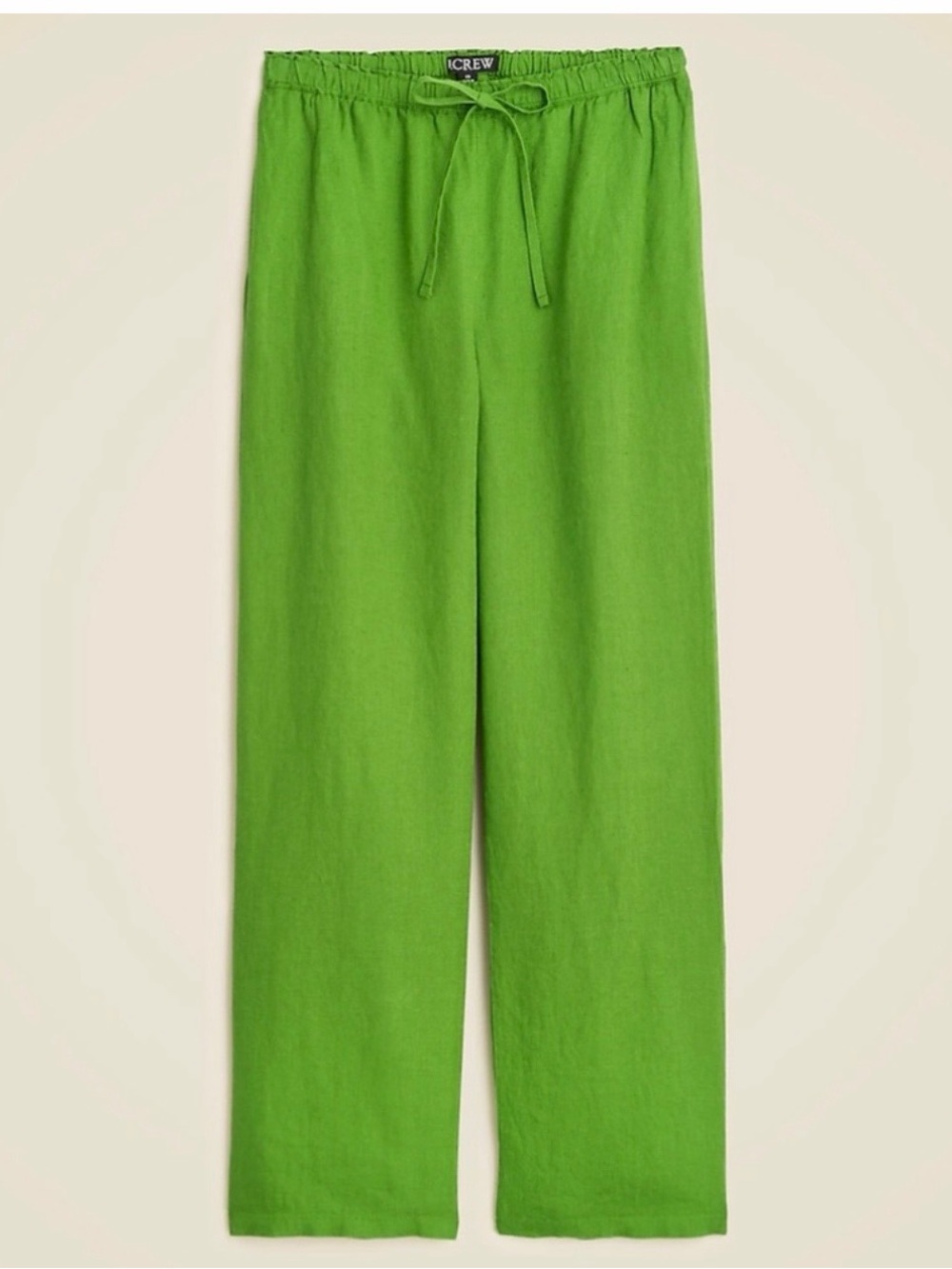 J.CREW Summer Moss Green Soleil Linen Drawstring Wide Leg Pant Size Small